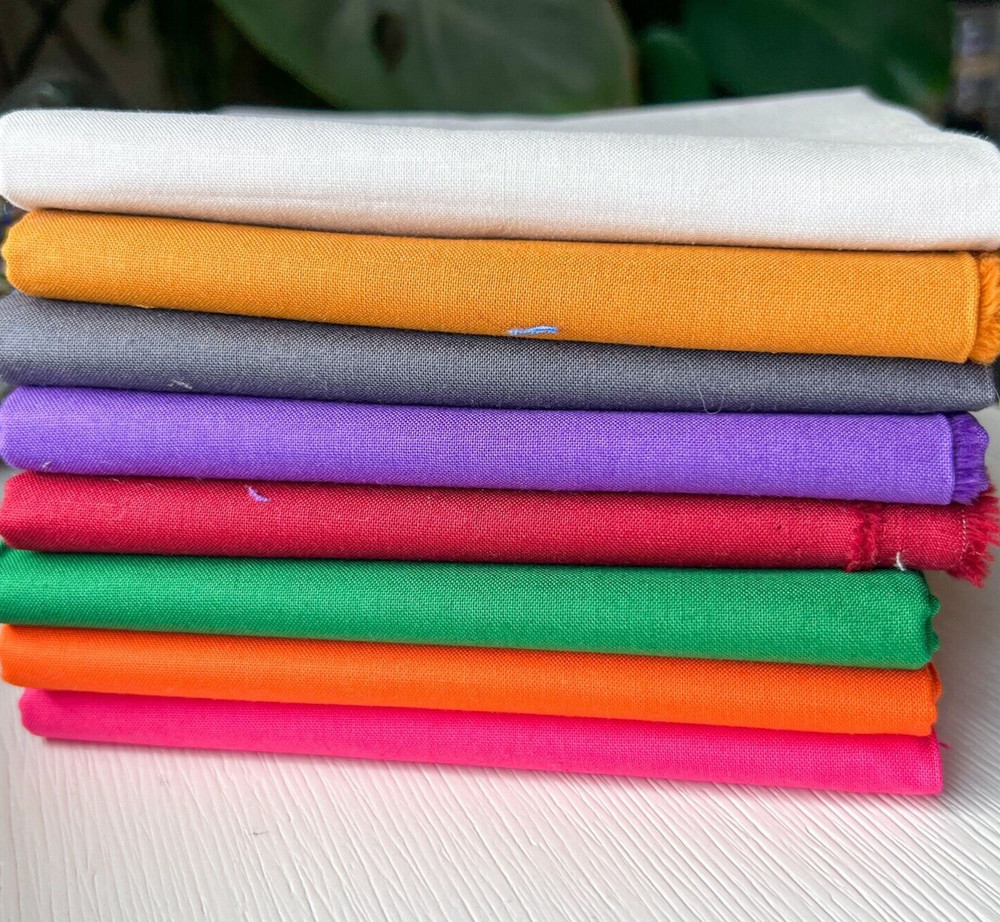 8 Pack 1/2 Yard Fabric Lot Cotton Fabric 4 Yards Total Solid Colors
