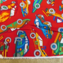 Race Car Fabric Red 44 in x 44 in remnant New