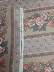 1 Yd Vintage Concord Fabrics Joan Kessler Roses & Flowers with Lines/Stripes