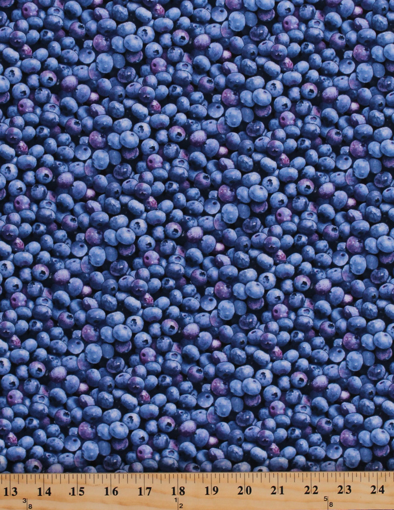 Cotton Berry Good Fruit Packed Blueberries Allover Fabric Print by Yd. D767.34