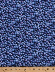 Cotton Berry Good Fruit Packed Blueberries Allover Fabric Print by Yd. D767.34