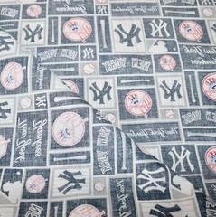 New York Yankees ~ Logo Pattern MLB Cotton Fabric 1/4 Yard 9” X 56”