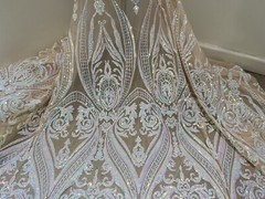 Pink White Nude Iridescent 4way Stretch Sequins Fabric 50” Width 1 Yard