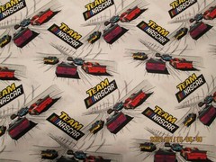NASCAR RACING 100% COTTON NEW WHITE BACKGROUND 1 YARD by CAMELOT FABRICS NEW