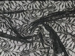 Sheer Black stretch lace fabric 2 way floral sold By The Yard continuous