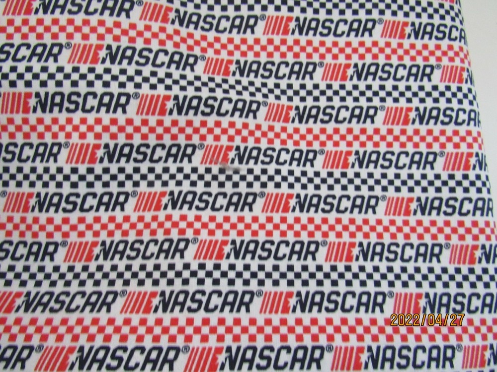 2 YARDS NASCAR RACING WHITE BACKGROUND 100% COTTON FABRIC