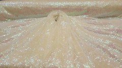 White Iridescent Sequin Hologram On Mesh Fabric By The Yard Dress Fashion