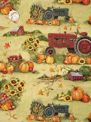 Susan Winget Tractor Fall Harvest Pumpkins Cotton Fabric Springs CP72563 By Yard