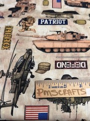 QT Patriotic Military 100% cotton fabric by the yard 36 x 44 -30937 A Lt Brown