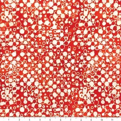1 Yard Cut of Lunn Fabric Moire Batik 100% Cotton 3168 Red & White