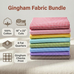 Inee Gingham Fat Quarters Fabric Bundles, Quilting Fabric for Sewing Crafting, 1