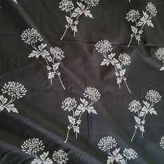 White Chrysanthemums on Gray Cotton Jersey Knit – OEKO-TEX – YARDAGE