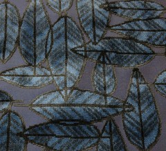 POLLACK ASSOCIATES LEAF PLUSH NIGHT FOREST BLUE JACQUARD VELVET FABRIC BY THE YD