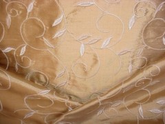 4-5/8Y Kravet 24637 Antique Gold Embroidered Silk Scroll Vine Upholstery Fabric