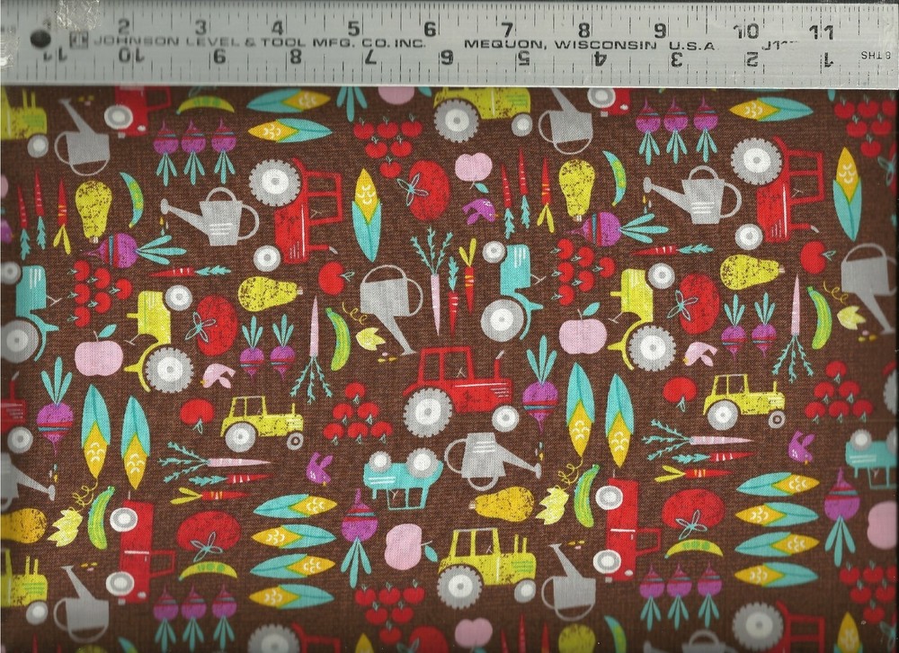 Studio E ~ Tractors Farm Vegetables Small Print ~ 100% Cotton Quilt Fabric BTY