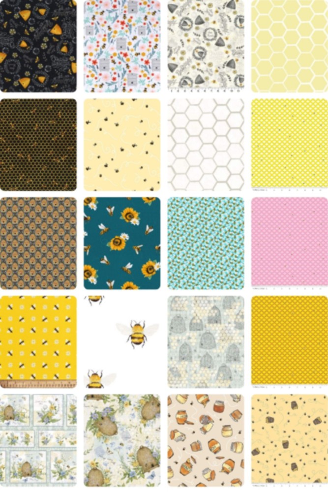 Assorted Bees and Honey Flat Fold Assortment 10 Yard Bundle Cotton Fabric