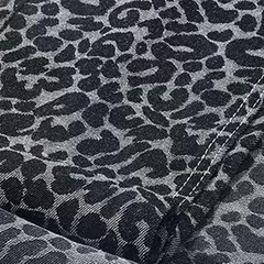 Leopard Print Jacquard Denim Fabric 10.5 oz Black 70 Width 2 Yards Pre Cut