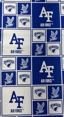 Air Force Falcons Blue White Collage Cotton Fabric by Sykel BTHalfY #32