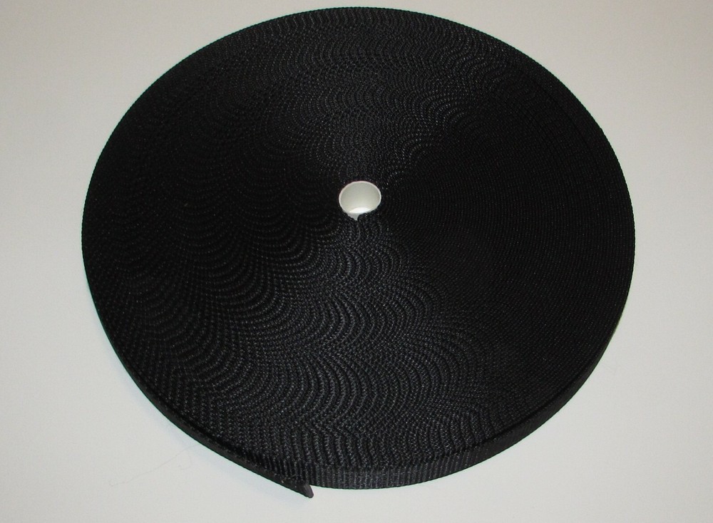 1″ Nylon Webbing/Strapping Black -Collar, Leashes, Purse -150ft