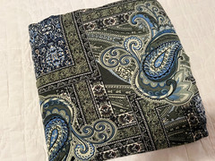 Pretty Green Blue Patchwork Paisley Print Poly Spandex Knit 3 Yds x 60″ Wide New