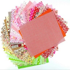 60 Pcs 4″ x 4″(10cm x 10cm) Assorted Craft Fabric Bundle Squares Patchwork Fa.