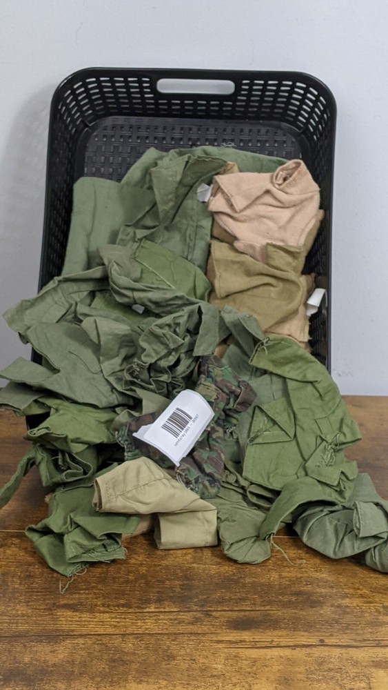 Military Fabric Lot Green Beige Camo – GI Joe Clothes Sacks Shirts Pants DIY