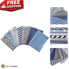 Versatile 7-Piece Cotton Fabric Set – Beautiful Blue Grey Designs for Quilting
