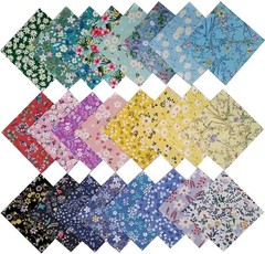 Elegant 8×8 Cotton Fabric Squares – 25 Floral Patterns for Creative Crafts