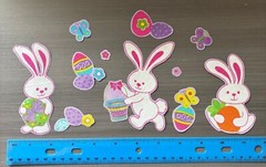 Bunnies, Easter Eggs, Flowers and Butterflies Iron on Fabric Appliques Pre-Cut