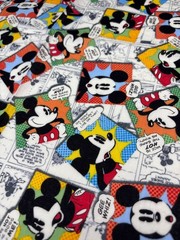 Disney Mickey Mouse Comic Strip Cotton Fabric 13″ x 15″ Multi-Color Retro Style