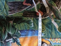 FABRIC WINGS OF PARADISE PARROT BIRD Tropical 12 PANELS 3 WALL HANG PILLOW CRAFT