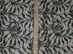 Sheer Black stretch lace fabric 2 way floral sold By The Yard continuous