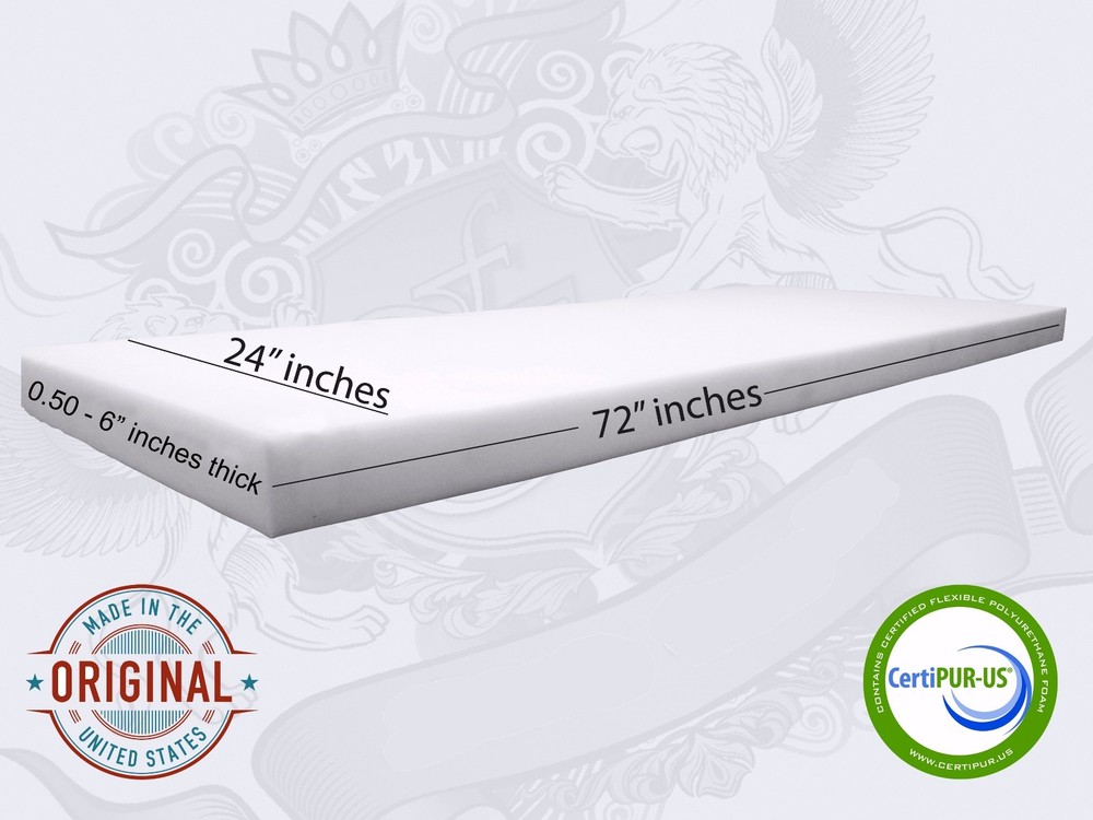 24″ x 72″ Upholstery Cushion Replacement Foam Sheet – Made in USA FREE SHIPPING