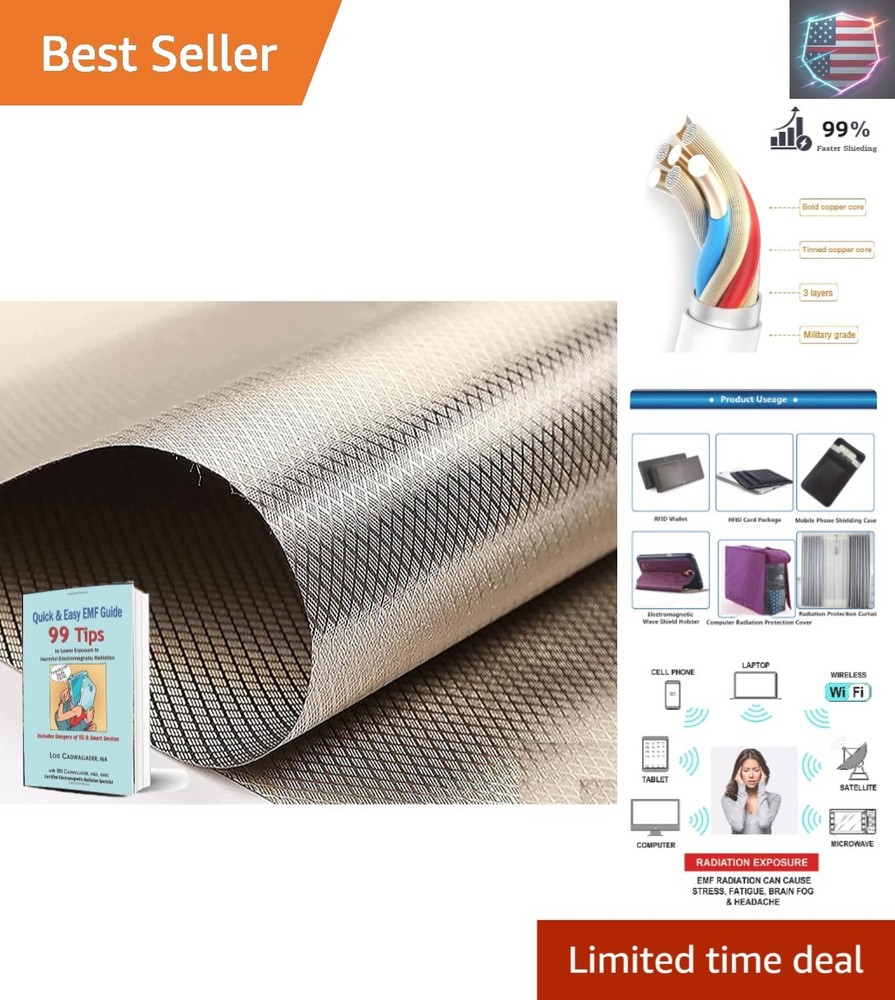 Faraday Fabric Kit 42” W x 9ft Personal Privacy Protection Fabric, Nuclear R..,