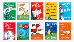 Dr Seuss FABRIC PANEL 10 Block 100% cotton panel appr 23 x 44 – Fabric NOT books