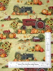 Susan Winget Tractor Fall Harvest Pumpkins Cotton Fabric Springs CP72563 By Yard