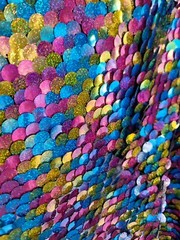Iridescent Multicolor Sequins On Mesh Fabric By The Yard Hologram Glitz Paillett