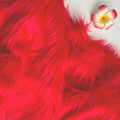 Bianna Fire Red Faux Fur Fabric, by the Yard, American Seller, Luxury Shag Shagg