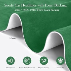 Suede Headliner Fabric, 54″ L×60″ W Car Headliner Material, Tela 54″x60″W Green