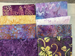 bundle lot batik 8 Fat quarters cotton fabric purple