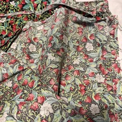 2 PCs Vintage Unbranded Strawberries On Black Cotton Fabric 43” X 198” (5 1/3yd