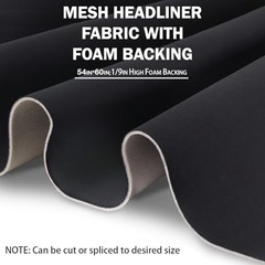 Kefly Mesh Headliner Fabric with Foam Backing, Auto 54″ L × 60″ W Black