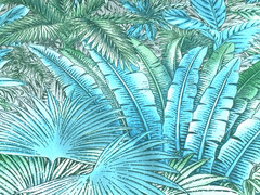 Tommy Bahama Leaf Tropical Print Fabric Green Blue Tan Palm Leaves by the YARD