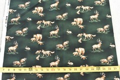 By 1/2 Yd, Tan Animal Families on Hunter-Green Flannel/Kaufman/Barn Dandys,P4175
