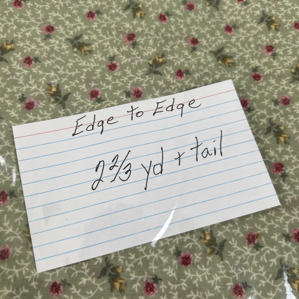 Green Floral Quilt Fabric 2 2/3 Yards +tail