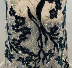 HUNTER GREEN GOLD Embroidery Velvet Fabric 50” Width Sold By Yard