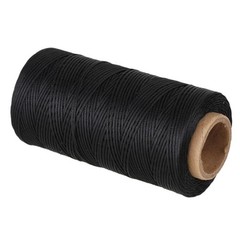 Guzon DIY Hand Work Waxed Lacing Tape Flat Leather Thread, 260m Spool Black