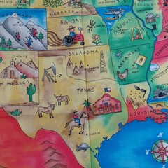 Fabric Traditions 1 Yard USA Map Cotton Fabric Panel Multicolor 36in x 45in