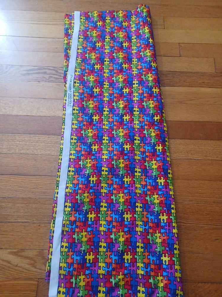 Autism Awareness Jigsaw Puzzle fabric by OEKO-TEX Style #19596M -63″x45″w NEW