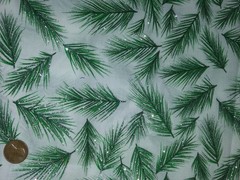 Pine Tree Leaves Green Needles w/ Silver Glitter Christmas 36″ x 40″ Fabric